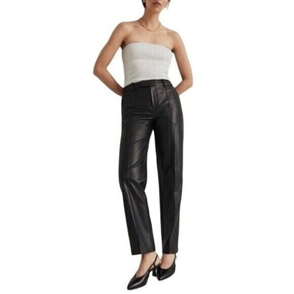 MADEWELL x Aimee Song Faux Leather Black Trousers Size 14 NEW - Picture 5 of 10